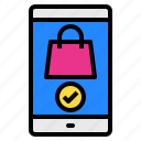 bag, online, screen, shopping, smartphone 