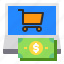 cart, laptop, money, screen 