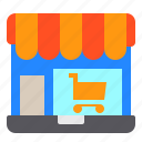 cart, laptop, screen, shop, store 