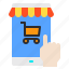 cart, mobile, screen, shop, store 