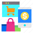 cart, mobile, money, package, website 