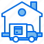 delivery, home, house, truck 