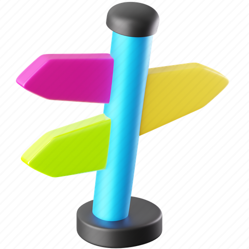 Signpost, direction, guidepost, signboard, board, arrow, direction-board 3D illustration - Download on Iconfinder