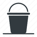 bucket, container, handle, pail, clean, water, isolated, household