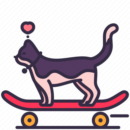 Skateboard, cat, love, heart, sport, happy icon - Download on Iconfinder