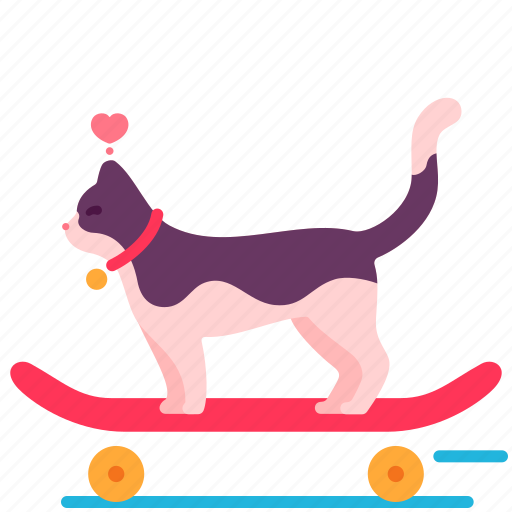 Skateboard, cat, love, heart, sport, happy icon - Download on Iconfinder