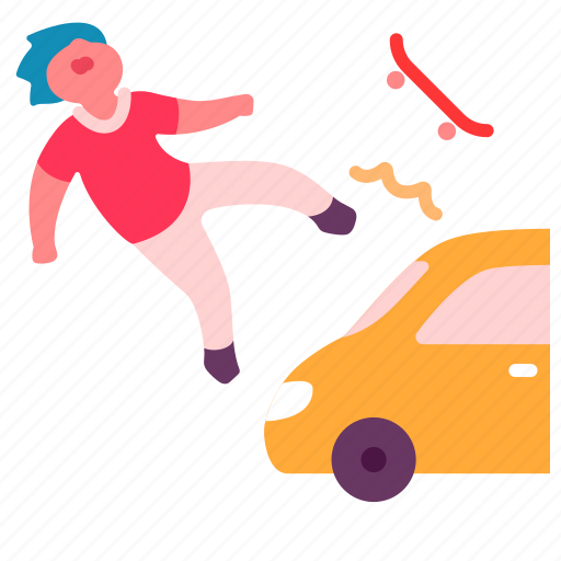 Skateboard, sport, extreme, car, accident, danger icon - Download on Iconfinder