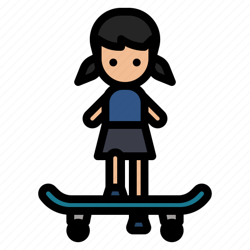Skater, skateboard, girl, sports, skateboarding, kid icon - Download on Iconfinder