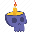 candle, in, the, skull, halloween, decoration, illustration, scary, horror, expression
