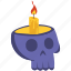 candle, in, the, skull, halloween, decoration, illustration, scary, horror, expression 