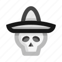 skull, mexican, hat, sombrero, mexico, dead, cinco de mayo, day of the dead, dia de muertos