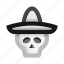 skull, mexican, hat, sombrero, mexico, dead, cinco de mayo, day of the dead, dia de muertos 