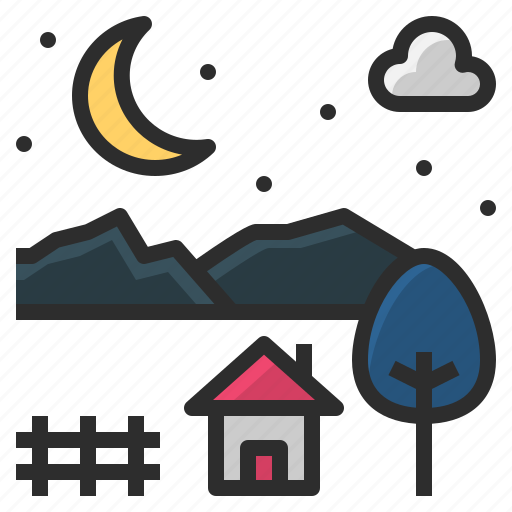 Countryside, dark, moon, night, rural icon - Download on Iconfinder