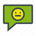 bubble, chat, emoticon, face, message, moody, neutral
