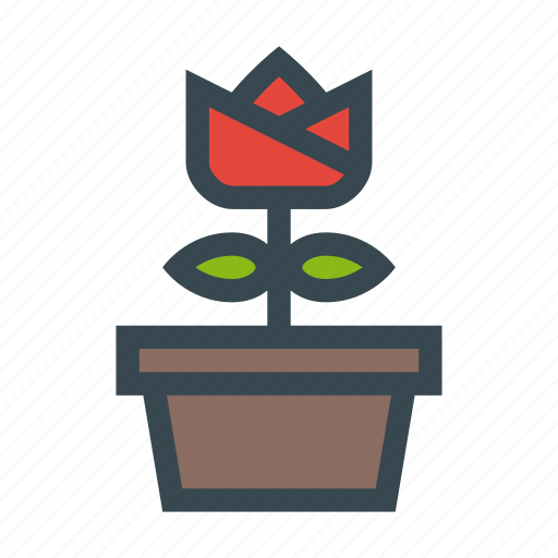 Flower, flowerpot, plant, planter, rose icon - Download on Iconfinder