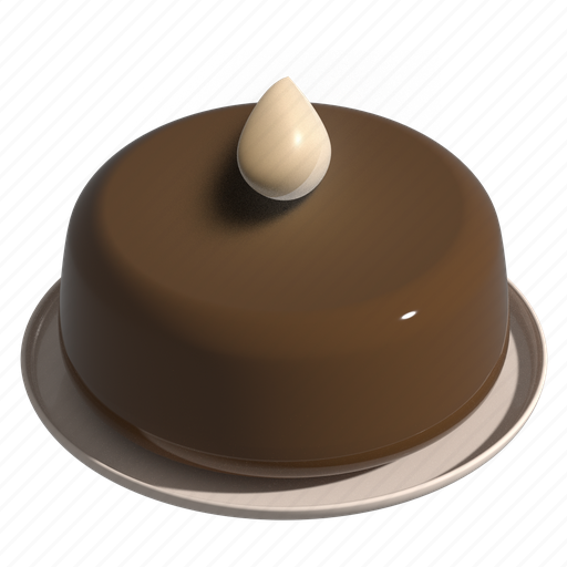 Chocolate, pudding, cream, whipped cream, the chocolate mousse, the chocolate pudding, cake on the plate 3D illustration - Download on Iconfinder