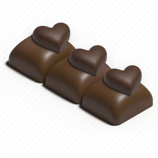 Chocholate, bar, harts, filled chocolate, love chocholate 3D illustration - Download on Iconfinder