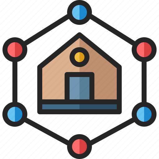 Home, building, connecting, smart, network, algorithm, system icon - Download on Iconfinder