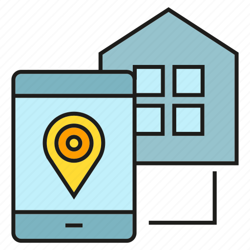 Home, house, location, map, mobile, pin, sync icon - Download on Iconfinder
