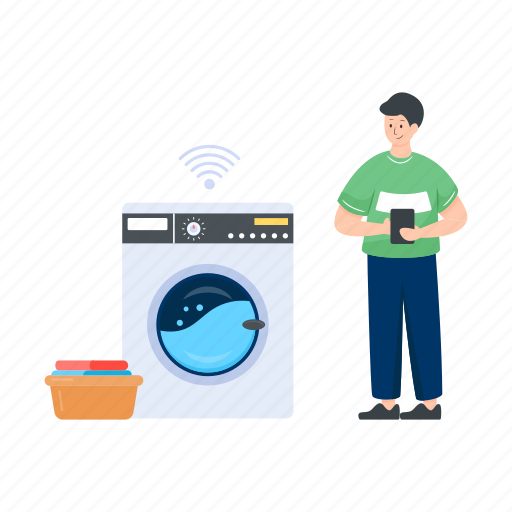Home appliance, washing machine, instant machine, clothes washer, smart washer illustration - Download on Iconfinder