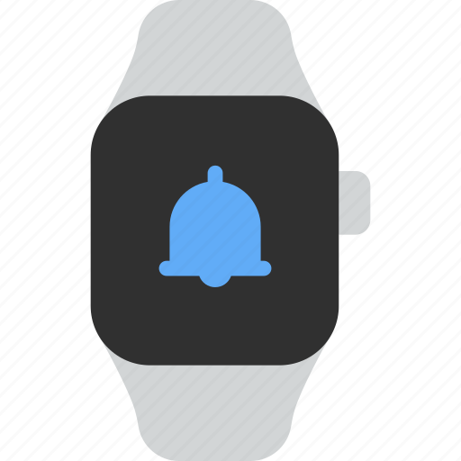 Notification, on, alarm, ring, bell, smart watch, wrist icon - Download on Iconfinder