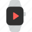play, button, arrow, music, smart watch, wrist, gadget 