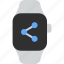 share, connection, dots, communication, smart watch, wrist, gadget 