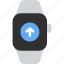 upload, arrow, up, transfer, send, smart watch, gadget 