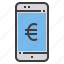 connection, euro, internet, mobile, money, payment, smartphone 