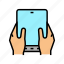 user, playing, flexible, smartphone, screen, gesture 