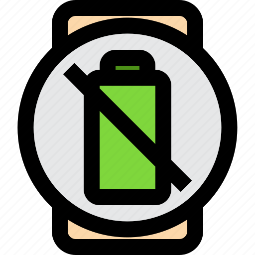 No, battery, charge, power, recharge, watch, smart icon - Download on Iconfinder
