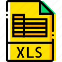 file, type, xls, yellow