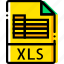 file, type, xls, yellow 