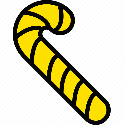 Candy, cane, holiday, season, yellow icon - Download on Iconfinder