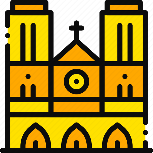 Building, cathedral, dame, monument, notre, yellow icon - Download on Iconfinder