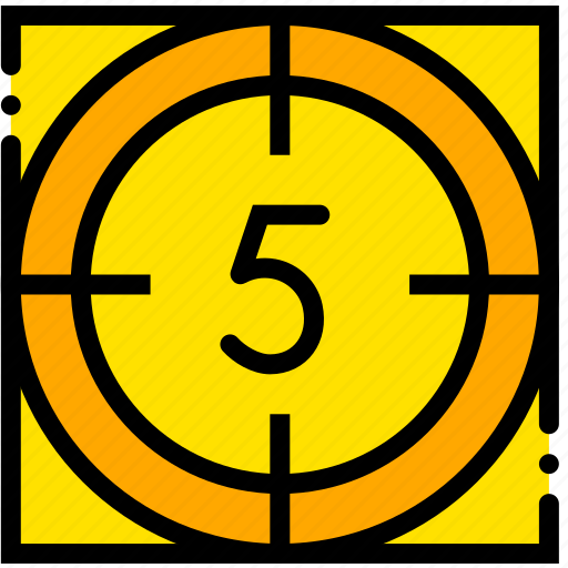 Countdown, five, movie, start, yellow icon - Download on Iconfinder