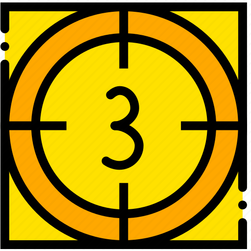 Countdown, movie, start, three, yellow icon - Download on Iconfinder
