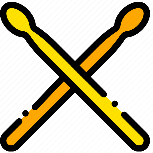 Drum, music, play, sticks, yellow icon - Download on Iconfinder