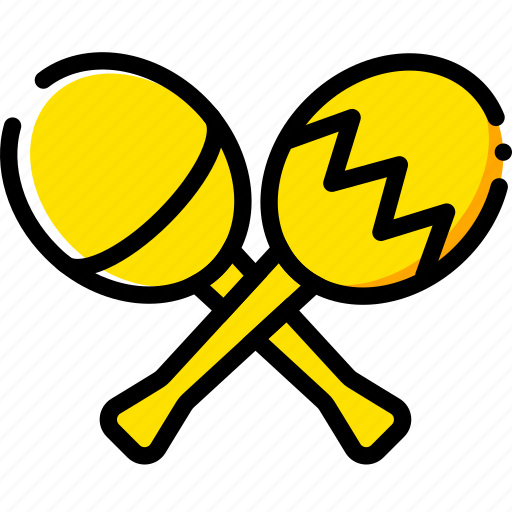 Maracas, music, play, sound, yellow icon - Download on Iconfinder