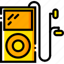 ipod, music, play, sound, yellow 