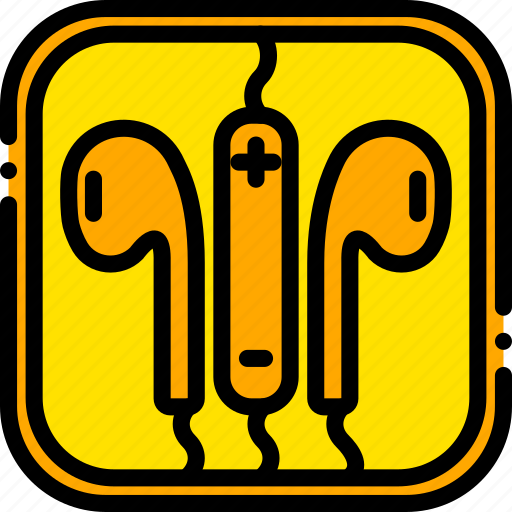 Headphones, iphone, music, play, sound, yellow icon - Download on Iconfinder