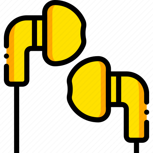 Headphones, ipod, music, play, yellow icon - Download on Iconfinder