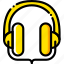 headphones, music, play, studio, yellow 
