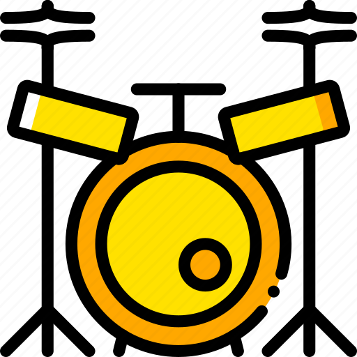 Drum, music, play, set, yellow icon - Download on Iconfinder