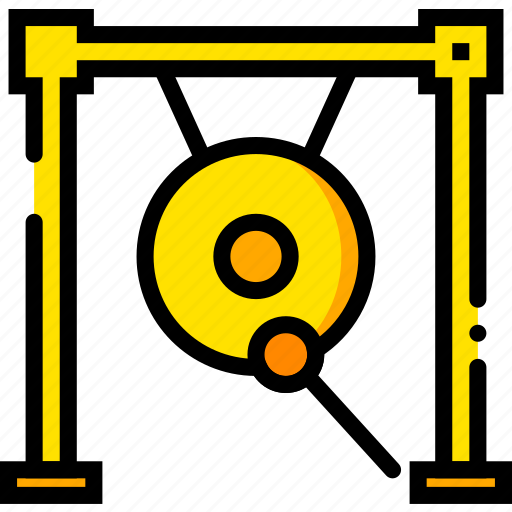 Gong, music, play, sound, yellow icon - Download on Iconfinder