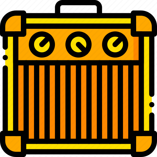 Amplifier, guitar, music, play, sound, yellow icon - Download on Iconfinder