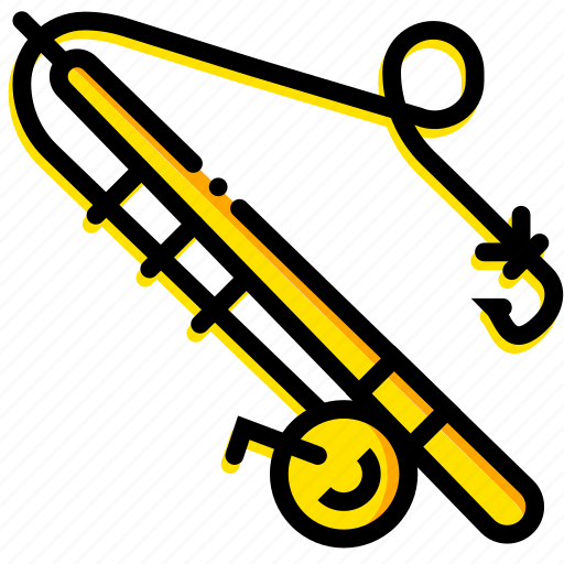 Fishing, outdoor, rod, wild, yellow icon - Download on Iconfinder