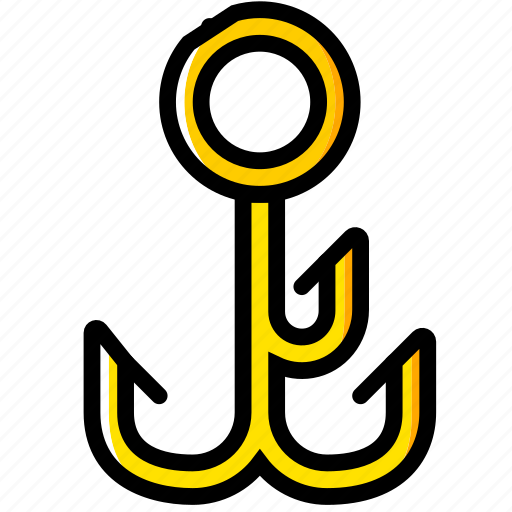 Fish, hook, outdoor, wild, yellow icon - Download on Iconfinder