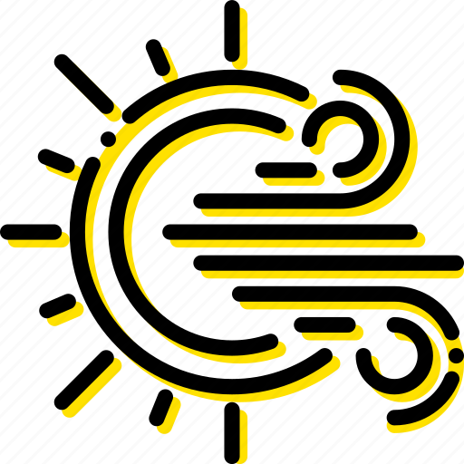 Forecast, sunny, weather, windy, yellow icon - Download on Iconfinder