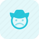 frowning, cowboy, emoticons, smiley, people